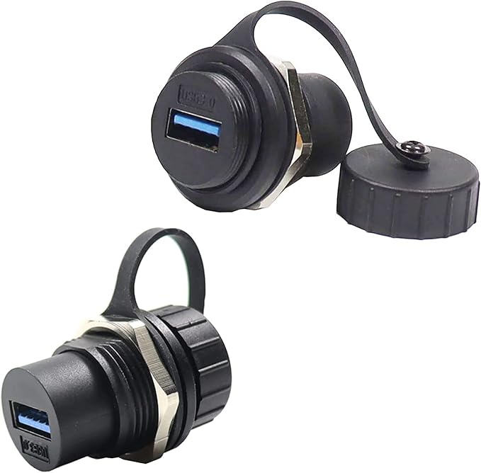 USB 3.0 Panel Mount Coupler, IP67 USB Pass Through Connector, Female to Female Bulkhead Extension Adapter