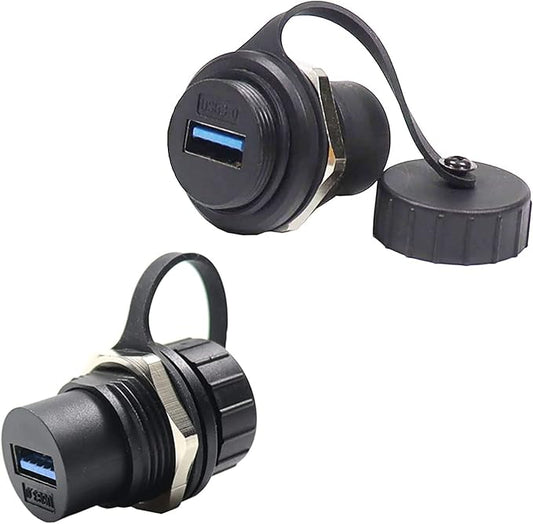 USB 3.0 Panel Mount Coupler, IP67 USB Pass Through Connector, Female to Female Bulkhead Extension Adapter